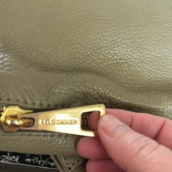 Kelsi Dagger Olive Green Leather Hobo Bag 16x16" - Picture 5 of 6